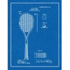 Tennis Racket Patent Print Blueprint with Border (24" x 36")