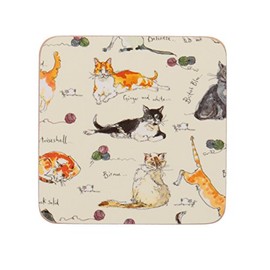 Madeleine Floyd Cats Corked Coaster Pk4