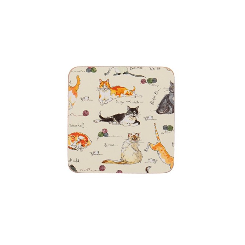Madeleine Floyd Cats Corked Coaster Pk4