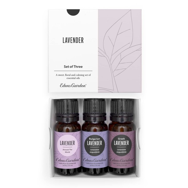 Edens Garden Lavender Essential Oil 3 Set, Best 100% Pure Aromatherapy Sampler Kit (for Diffuser & Therapeutic Use), 10 ml
