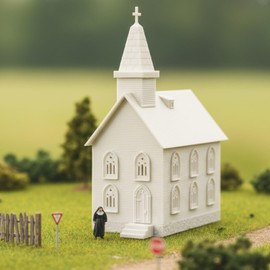 HO Scale Model Blank Church Kit Unassembled House for Model Train Layout Diorama JZHO6875JJ