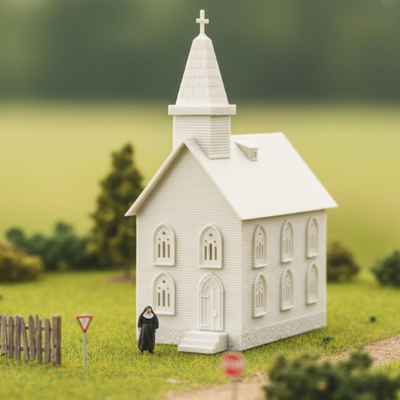 HO Scale Model Blank Church Kit Unassembled House for Model