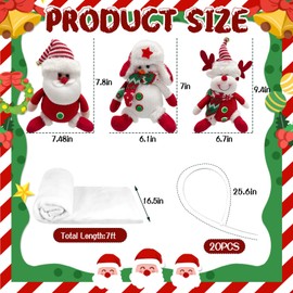 HFYZZ Set of 3 Christmas Stair Decoration Set Stuffed Santa Snowman Reindeer Snow Surfing Banister Decor with 6.6 Feet Snow Blanket and Light Strip for Holiday Handrail Banister Stairway Decoration