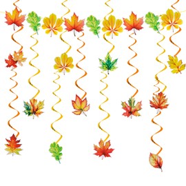 Thanksgiving Decorations, Fall Hanging Maple Leaf Swirls Streamers Autumn Leaves Decor Banner, Fall Party Decorations for Office Classroom Home Indoor Outdoor