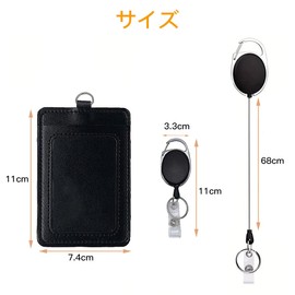 LOYELEY Extendable Commuter Pass Case with Reel, Card Slot, IC Card, Name, ID Card Case, ID Card Holder, PU Leather, Lightweight, Thin, Stylish, Skimming Prevention, Commuting to School or Work,