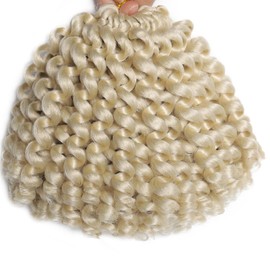 3 Packs Jamaican Bounce Crochet Hair 2X Ringlet Wand Curl 8 inch Blonde Synthetic Crochet Braids Extensions Crochet Braiding Hair 20 Roots (#613)