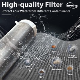 iSpring WSP-50 Reusable Whole House Spin Down Sediment Water Filter, 50 Micron Flushable Prefilter Filtration, 1" MNPT + 3/4" FNPT, Lead-Free Brass