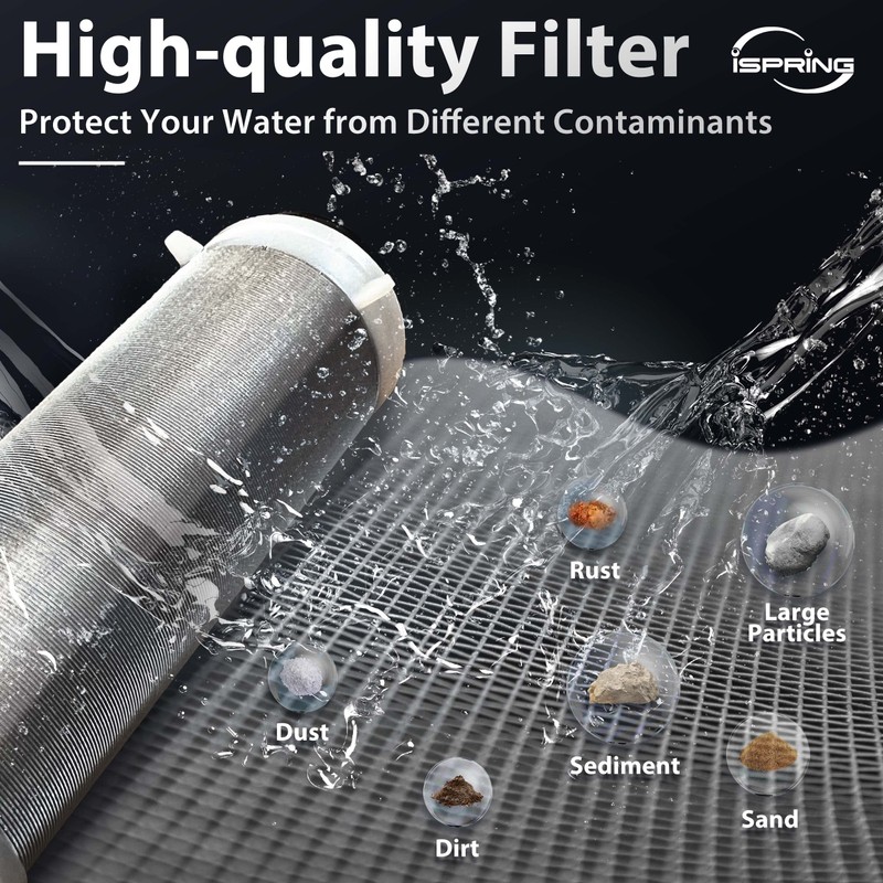 iSpring WSP-50 Reusable Whole House Spin Down Sediment Water Filter,