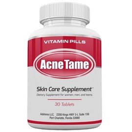 Acne Tame Skin Support Supplement with Vitamins for Oily Skin and Clear Complexion – For Women, Teens, and Adults – 30 Tablets