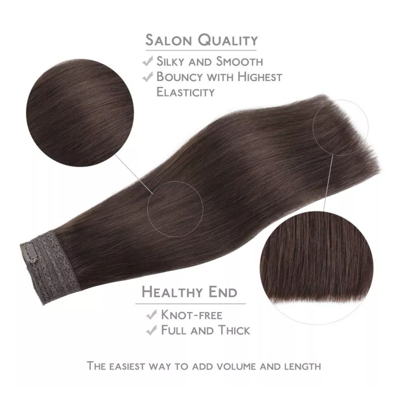 Wennalife Extensiones Cabello Natural Marrón Oscuro Claro 14in 75gr