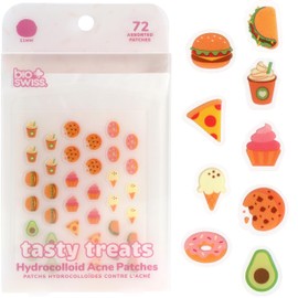 BioSwiss Pimple Patches, Tasty Treats Shaped Acne Patch for Zits and Blemishes, Hydrocolloid Spot Stickers for Face and Skin, 72 Count