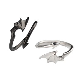 Gothic Matching Love Heart Pendant Necklaces Set Dragon Bat Wing Choker Friendship Lovers Couples for Women Men Cool BFF Jewelry-C