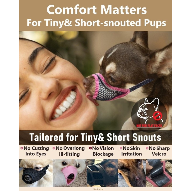 Dog Muzzle, Soft Mesh Muzzles for Small Dogs, Chihuahua Shih