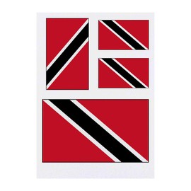 4 x 'Trinidad & Tobago Flag' Temporary Tattoos - Water Resistant, Skin-Safe, Non-Toxic Transfers, Mixed Sizes (TO00015066)