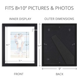 Icona Bay 8x10 Black Picture Frame with Mat, Sturdy Wood Composite Photo Frame with Removable 5 x 7 Mat, Sleek Design, Table Top or Wall Mount, Exclusives Collection