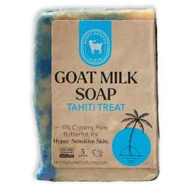 Honey Sweetie Acres Tahiti Treat Goat Milk Soap - Handmade & Moisturizing with Exotic Fruit Blend & Organic Oils - 5 oz Bar - Eco-Friendly, Perfect for All Skin Types - Made in USA