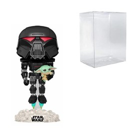 POP! Star Wars:The Mandalorian- Dark Trooper with Grogu Glow in The Dark EE Exclusive (Bundled with Compatible Box Protector Case)