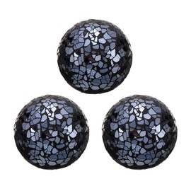 Sourcing Map Decorative Glass Balls - 3 Pcs, 2.36 Inch Orbs, Centerpiece Balls, Mosaic Glass Sphere for Decor, Bright Black