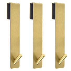 Shower Door Hooks(7.5 Inch),Extended Over Door Hooks for Bathroom Frameless Glass Shower Door,Stainless Steel Towel Hooks,Heavy Duty Rack Hooks for Robe,Towel-3 Pack,Gold
