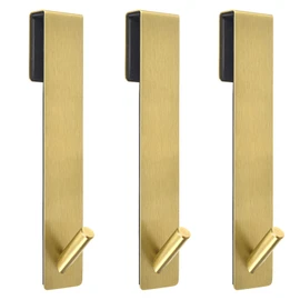 Shower Door Hooks(7.5 Inch),Extended Over Door Hooks for Bathroom Frameless Glass Shower Door,Stainless Steel Towel Hooks,Heavy Duty Rack Hooks for Robe,Towel-3 Pack,Gold