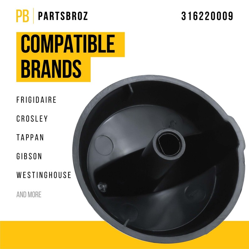 PartsBroz 316220009 Burner Knob - Compatible With Frigidaire Crosley Tappan