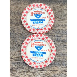 HANSEN'S Vintage HANSEN'S Dairy Milk Bottle Cap Lid 2" ~Whipping Cream~ Great Falls, MT.