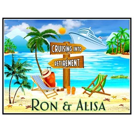 Custom Personalized Cruise Door Magnet. Cruising Into Retirement. Happy Retirement Paradise Magnet for Any Cruise Line Cabin Door Magnet.