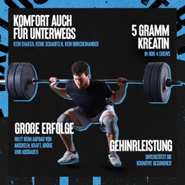 Animal Universal Nutrition ANIMAL CREATINE CHEWS (Fruit Punch) contains 5 g of easily absorbed creatine monohydrate and sea salt for absorption and pumping, increases the body's training capacity, 120 chewable tablets