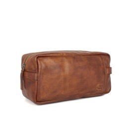 SPIKES & SPARROW Toiletry Bag Genuine Leather Men's 021826, Cognac, One size, Casual and casual
