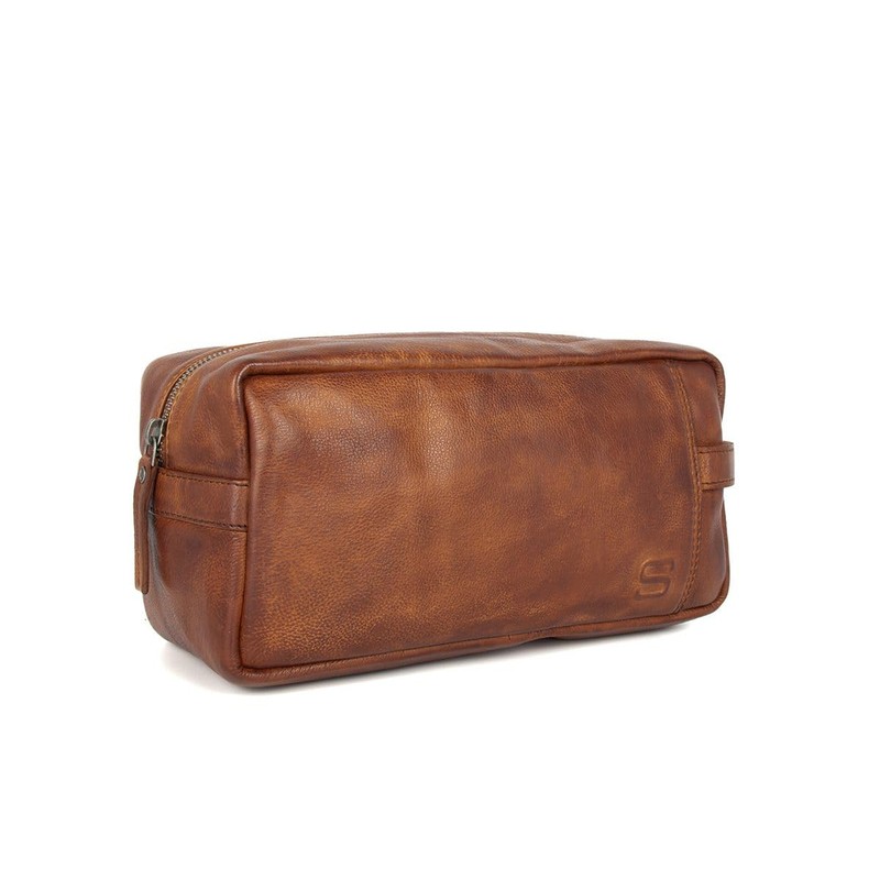 SPIKES & SPARROW Toiletry Bag Genuine Leather Men's 021826, Cognac,