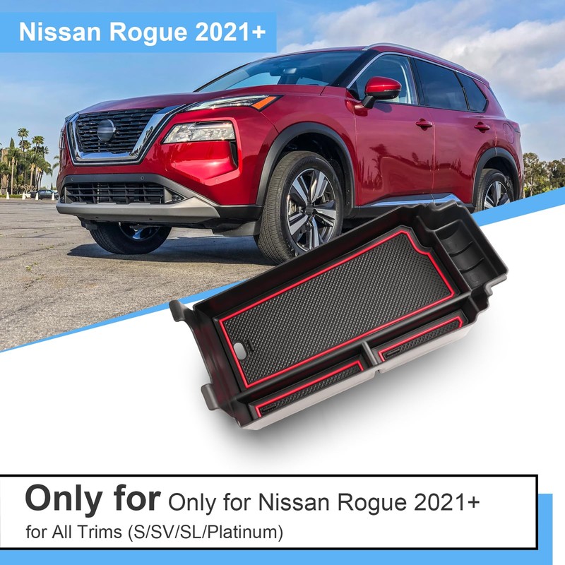 Coleya 2021-2024 2025 Rogue Armrest Organizer for Nissan Rogue (S/SV/SL/Platinum/Rock