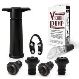 Wine Pump Vacuum with 4 Wine Stopper Vacuum, 1 Wine Pourer and 1 Cutter, Reusable Wine Vacuum Pump and Wine Vacuum Seal Set Keeps Wine Fresh