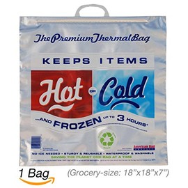 Hot Cold Bag | Insulated Thermal Cooler, Grocery Size, Red/Blue