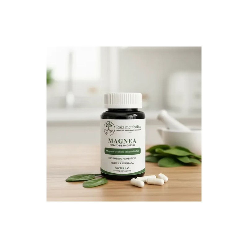 Magnea Citrato De Magnesio 450mg 30 Cápsulas Raíz Metabólica