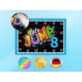 12 Invitation Cards for 8th Children's Birthday Jump Party Girls Boys Children Cool Colourful Invitations Eighth Birthday Invitations Kids