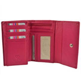 Quality Ladies Soft Leather RFID Protection Purse Wallet by Mala Origin Collection Gift Boxed (Pink)