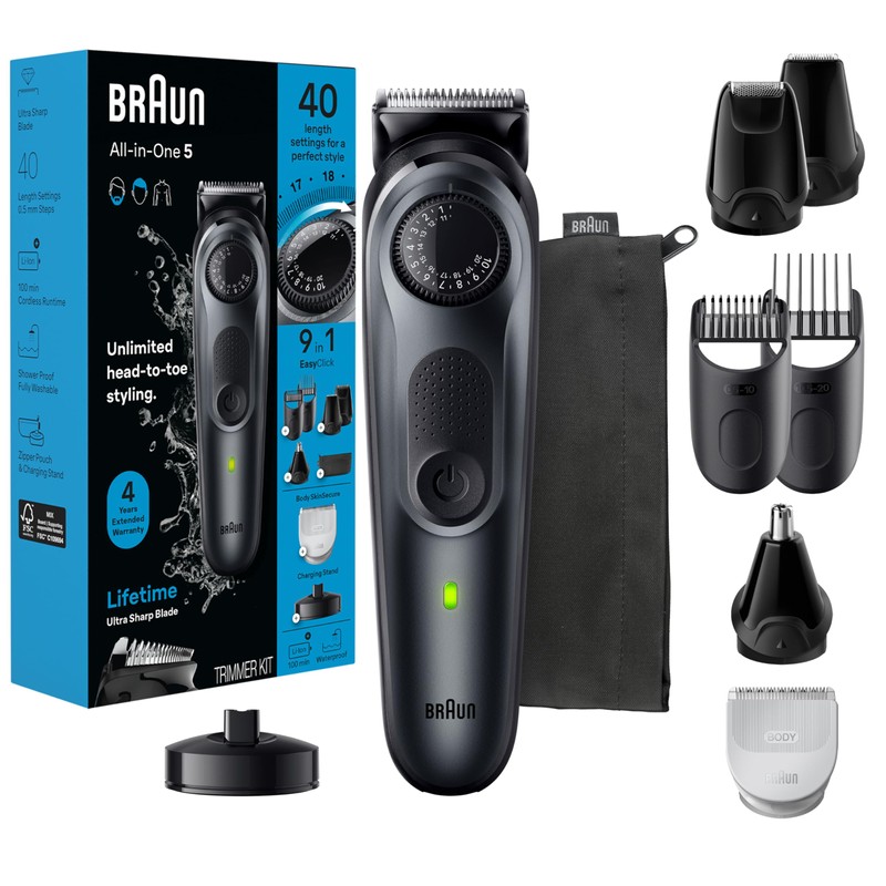 Braun All-in-One Men's Shaving Kit Series 5 5490, 9-in-1 Beard,