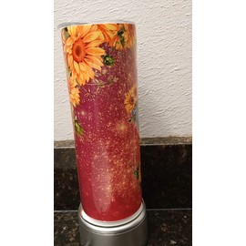 Decorated, Insulated, Suitable for Hot Beverages, With Lid, With Straw Stitch Tumbler 20oz Ombre Sunflowers Insulated Stainless Steel Cup Lid and Straw