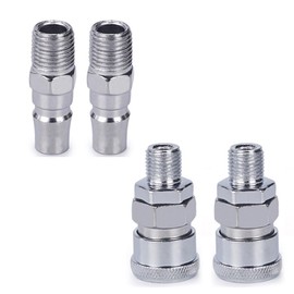 Set of 4 Air Couplers Heavy Duty Nickel Plated Steel Rust Resistant Wear Resistant PT1/4 Inner Screws for Urethane Hose Installation (SM20+PM20)