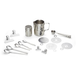 Echtwerk Coffee Accessory Set, 23 Pieces, Milk Foam Jug 600 ml, Cocoa Shaker, 4 x Espresso, 4 x Cappuccino, 4 x Latte Macchiato Spoons, 4 x Coffee Clips, 4 x Coffee Stencils, Coffee Measuring Spoons,