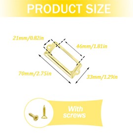 Yosawo 30Pcs Label Holder Metal Card Tag Holder Furniture Drawer Cabinet Tag Frame with Screws for Cabinets, Boxes, Shelf, Drawer, Wine Cellar and House Decoration(70 * 33mm/Gold)