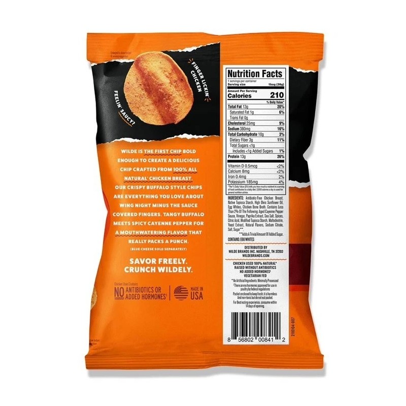 WILDE 13g Buffalo Protein Chips, 8 pk.