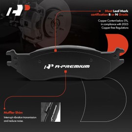 A-Premium Front Ceramic Disc Brake Pads Set Compatible with Ford Models - E-150 E150 2004-2007, E-150 Club Wagon 2004-2005, 4 Pcs