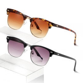 RLOZRN Bifocal Reading Sunglasses for Men & Women UV400 - Lightweight Half-frame Sun Readers for Outdoor, Non-Slip Silicone Nose Pads, Full Lens, Unisex, +1.0 Magnification