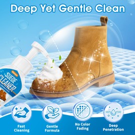 Nanoxa Suede Shoe Cleaner, 6.76fl oz Suede and Nubuck Cleaner with Brush & Towel, No-Rinse Foam Shoe Cleaning Kit, Removes Dirt and Stains for Suede, Nubuck, Leather, Boots, etc