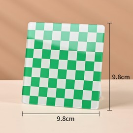 4 PCS Green Acrylic Cup Coasters, 9.5cmx9.5cm Square Acrylic Coasters, Heat Resistant Table Protector