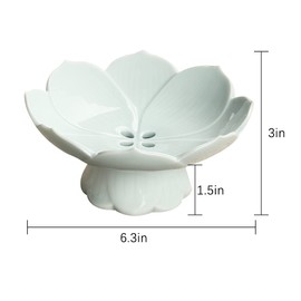 Kelendle Pedestal Fruit Bowl Centerpiece Decorative Compote Footed Bowl Ceramics Dessert Serving Bowl Tray Display Stand Lotus Drain Plate for Kitchen Counters for Fruits Breads Snacks (Blue)