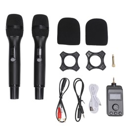 Dual None Wire Microphone, Cordless Dynamic Microphone, UHF Handheld Microphone with Receiver for KTV Singing