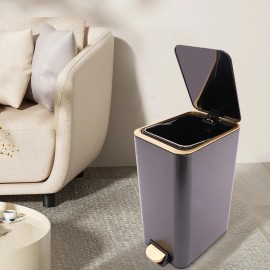 12L Bathroom Trash Can Carbon Steel Step On Kitchen Garbage Bin Step Trash Bin