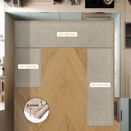 Machine Washable Kitchen Rugs Set (24" x 36"+24" x 60"), Non-Slip Kitchen Runner Rugs Mats for Floor, Absorbent Comfort Standing Mats for Kitchen, Sink and Hallway, Rolled Packaging, Taupe